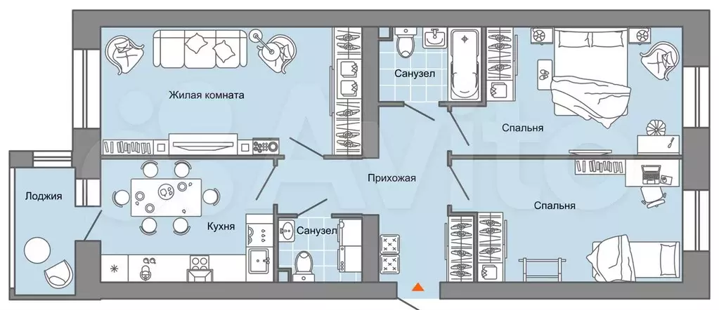 3-к. квартира, 75 м, 2/6 эт. - Фото 0