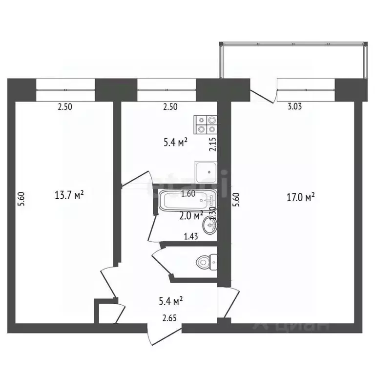 2-к кв. Свердловская область, Тавда ул. Ленина, 108 (44.8 м) - Фото 2