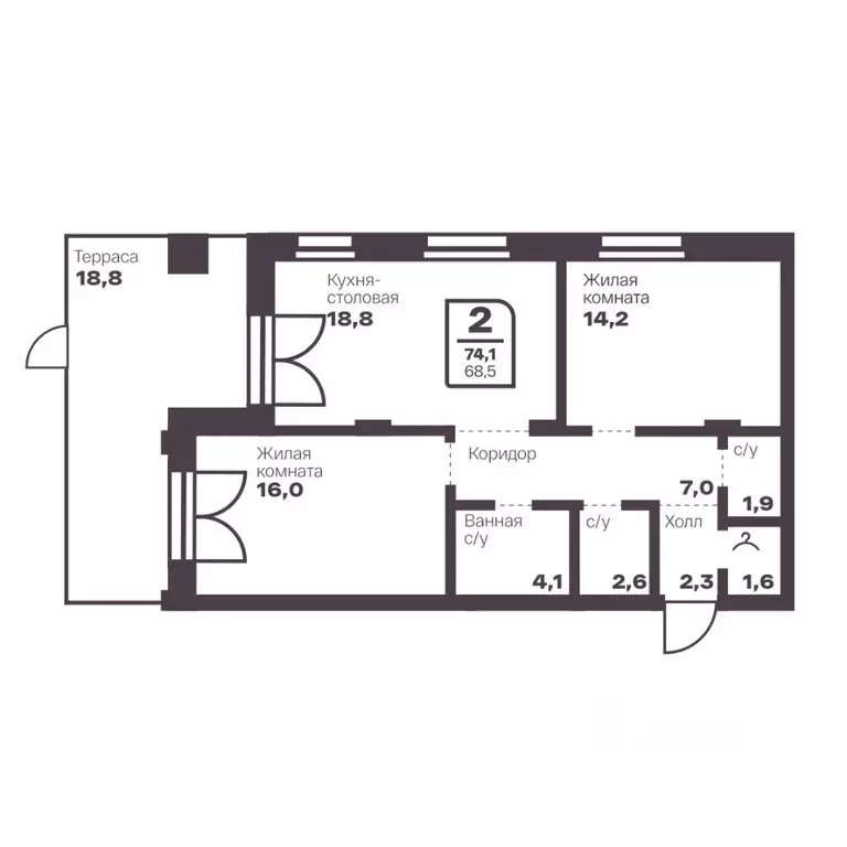2-к кв. Челябинская область, Магнитогорск ул. Притяжения (68.5 м) - Фото 1