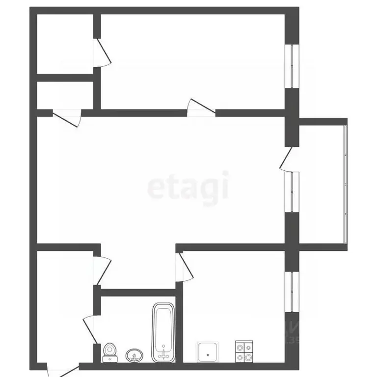2-к кв. Тюменская область, Тюмень ул. Луначарского, 57 (44.0 м) - Фото 1