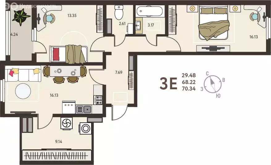 2-комнатная квартира: Курск, микрорайон Курского Завода Тракторных ... - Фото 1