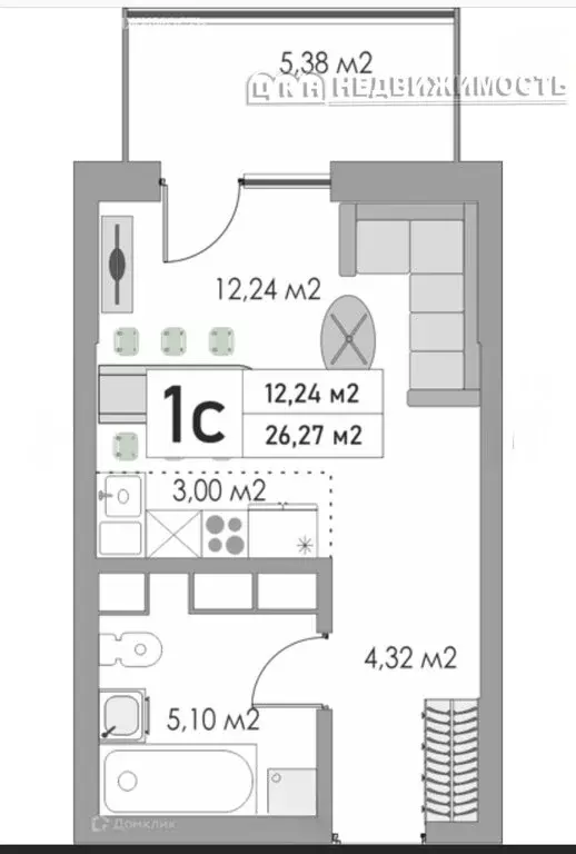 1-комнатная квартира: Оренбург, Яицкая улица, 11 (26.3 м) - Фото 0