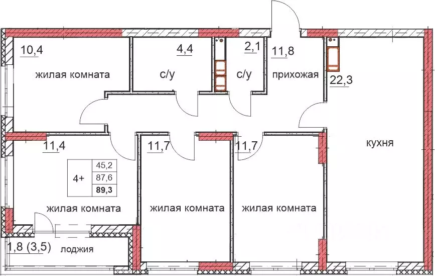 4-к кв. Нижегородская область, Дзержинск Комсомольский мкр,  (87.6 м) - Фото 0