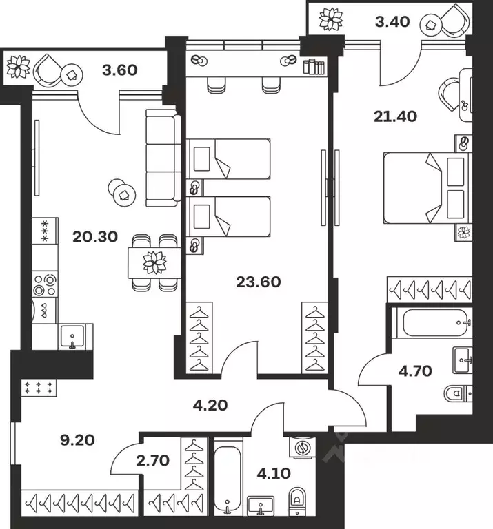 2-к кв. Тульская область, Тула ул. Фридриха Энгельса, 62 (97.2 м) - Фото 1