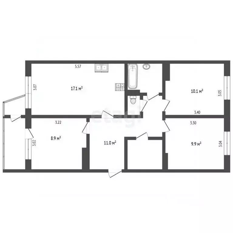 3-к кв. Камчатский край, Елизово ул. Ларина, 8 (65.1 м) - Фото 2