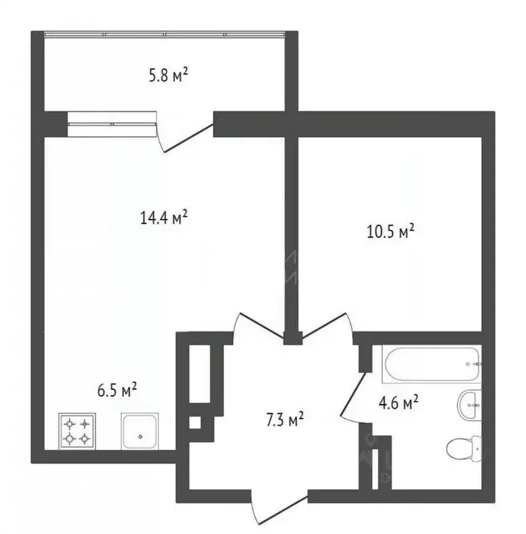 1-к кв. Тюменская область, Тюмень ул. Парада Победы, 13 (43.1 м) - Фото 1