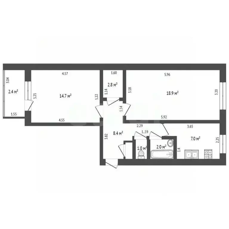2-к кв. Башкортостан, Стерлитамак Коммунистическая ул., 51 (54.7 м) - Фото 2