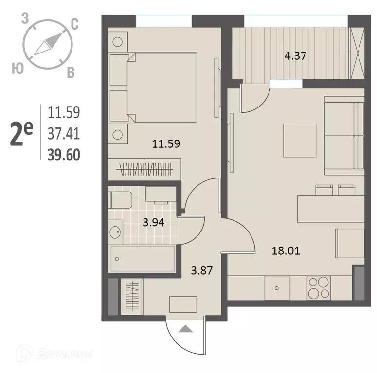 Продаётся 1-к квартира, 39.6 м - Фото 0