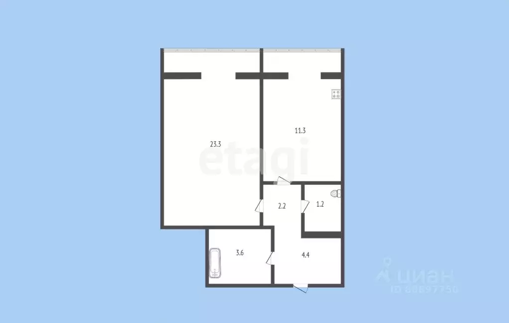 1-к кв. Карачаево-Черкесия, Черкесск ул. Доватора, 84Г (54.8 м) - Фото 1