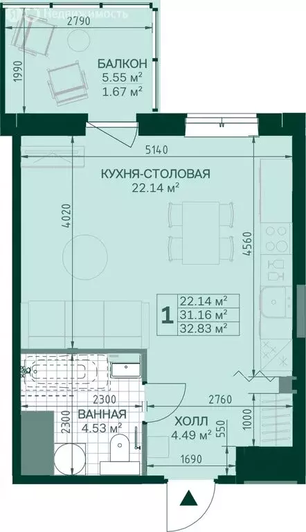 Квартира-студия: Санкт-Петербург, Магнитогорская улица, 5к3 (31.1 м) - Фото 0