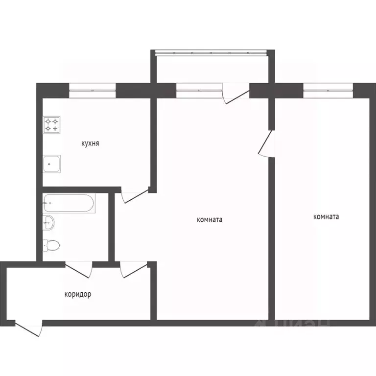 2-к кв. Курганская область, Курган ул. Пушкина, 45 (44.5 м) - Фото 1