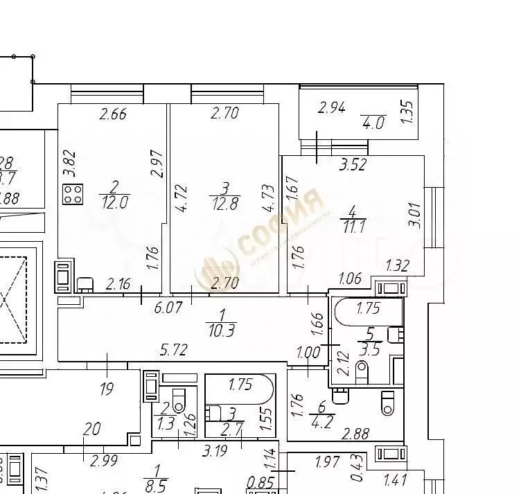 2-к. квартира, 54 м, 5/27 эт. - Фото 0
