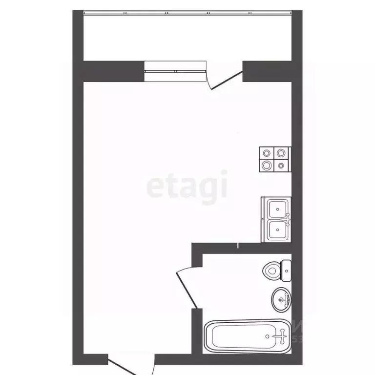 Студия Тюменская область, Тобольск 15-й мкр, 36 (25.9 м) - Фото 2