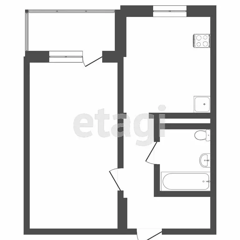 1-комнатная квартира: Тюмень, улица Мельникайте, 125Б (34.6 м) - Фото 1