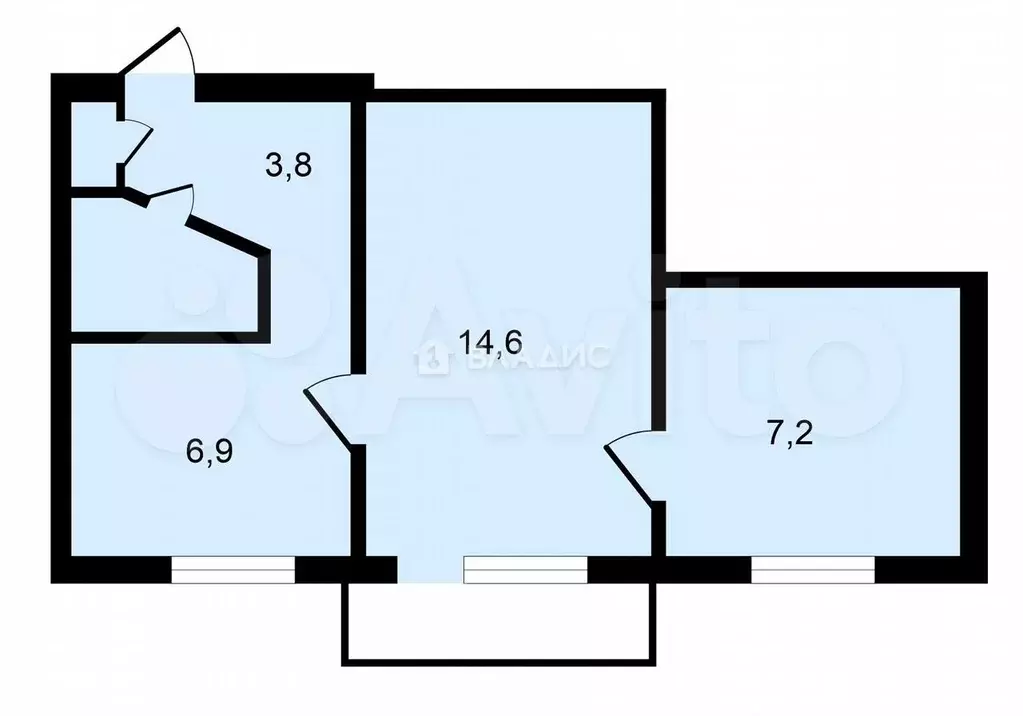 2-к. квартира, 35,9 м, 4/5 эт. - Фото 0
