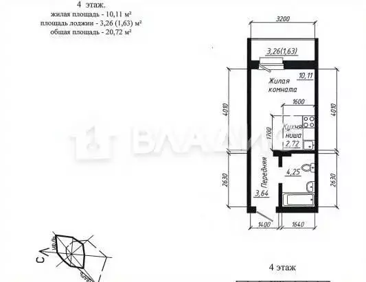 Студия Новосибирская область, Новосибирск ул. Забалуева, 102/2 (20.5 ... - Фото 1