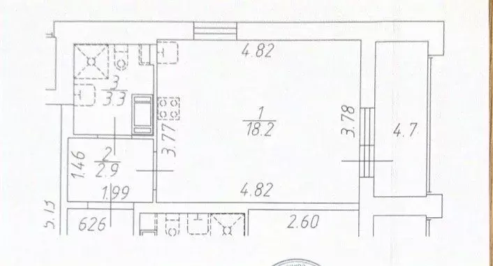 Студия Санкт-Петербург Парашютная ул., 71к2 (24.4 м) - Фото 1