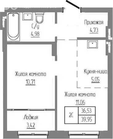 2-комнатная квартира: Новосибирский район, рабочий посёлок Краснообск, ... - Фото 0