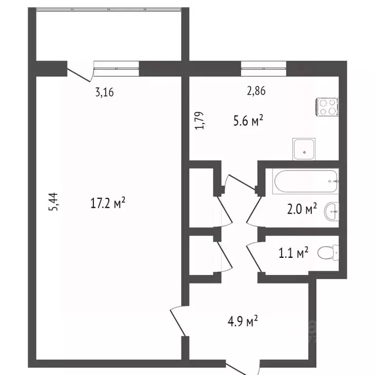 1-к кв. Ямало-Ненецкий АО, Новый Уренгой просп. Губкина, 11 (31.2 м) - Фото 2