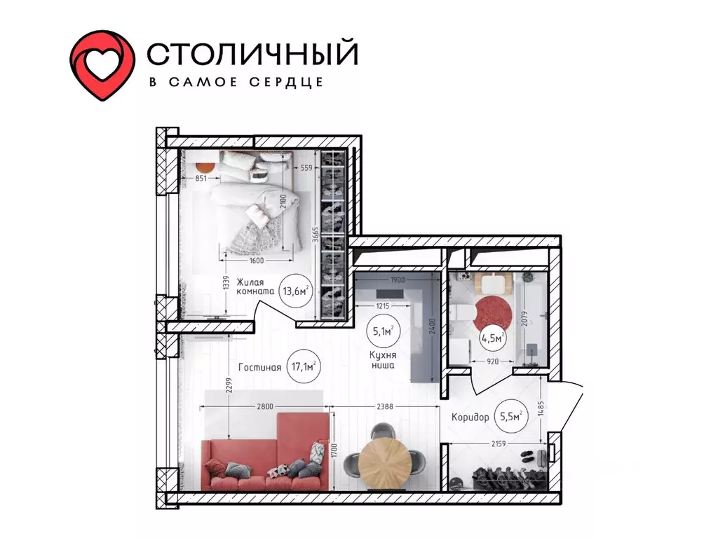 2-к кв. Кемеровская область, Кемерово 15А мкр, Столичный жилой ... - Фото 2