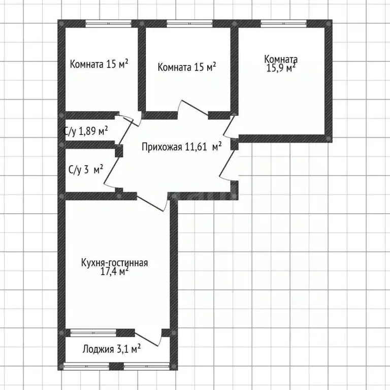 3-к кв. Адыгея, Майкоп ул. К.А. Васильева, 2/1 (83.9 м) - Фото 2
