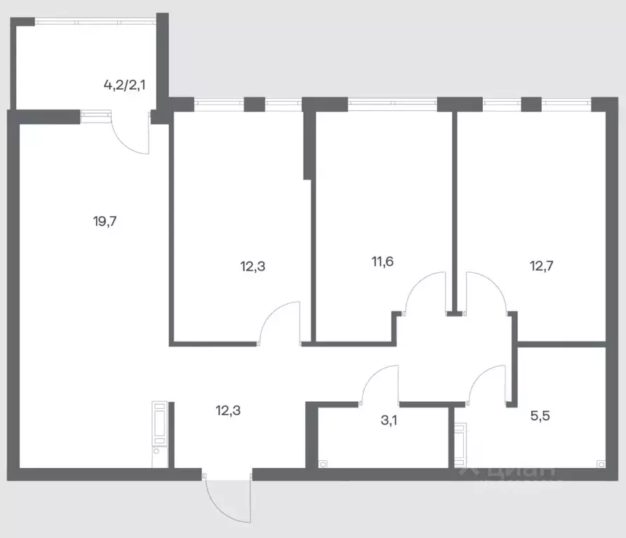 3-к кв. Калининградская область, Калининград ул. Юрия Гагарина, 30 ... - Фото 1