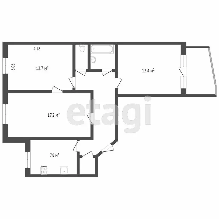 3-комнатная квартира: Челябинск, улица Калинина, 1 (64.5 м) - Фото 0
