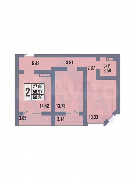 2-к. квартира, 60 м, 8/17 эт. - Фото 0