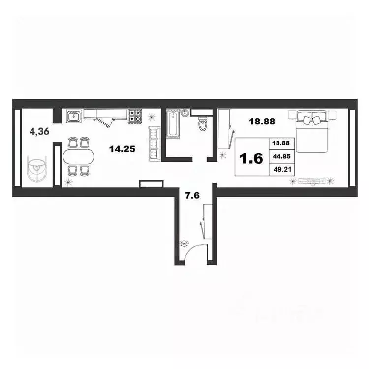 1-к кв. Новгородская область, Великий Новгород ул. Якова Павлова, 17 ... - Фото 1