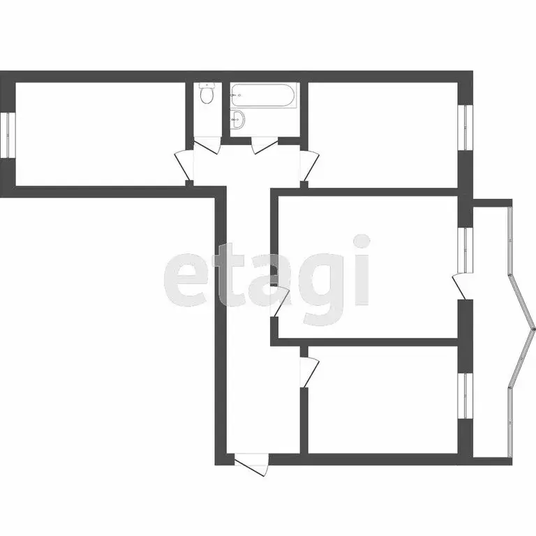 3-комнатная квартира: Томск, Ленская улица, 14 (78 м) - Фото 1