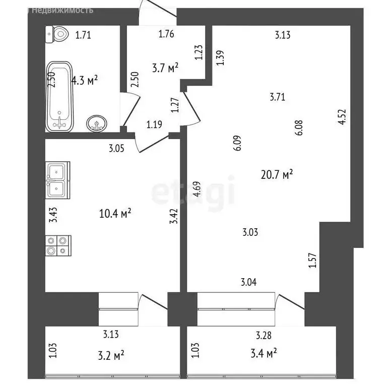 1-комнатная квартира: Стерлитамак, проспект Октября, 42 (42 м) - Фото 1