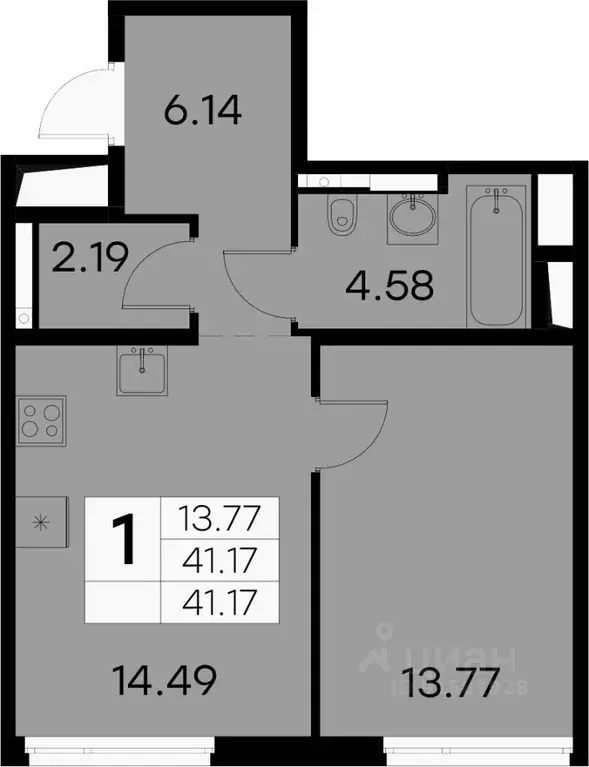 1-к кв. Санкт-Петербург ул. Челюскина, 10 (41.17 м) - Фото 1