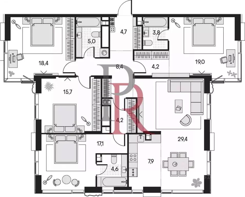 4-к кв. Москва бул. Чкаловский, 6к1 (145.0 м) - Фото 1