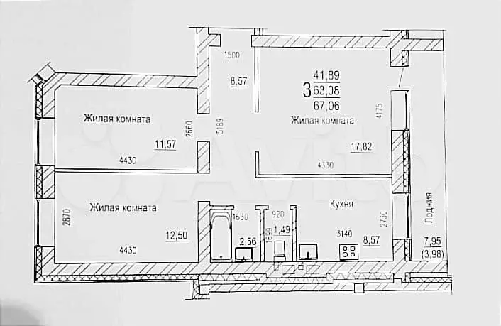 3-к. квартира, 67 м, 5/9 эт. - Фото 0