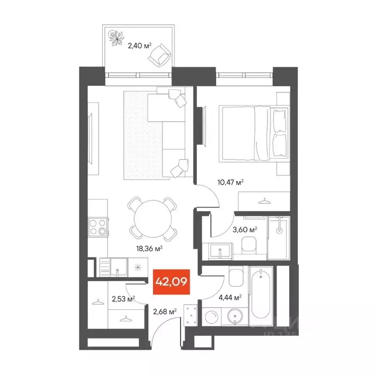 1-к кв. Новосибирская область, Новосибирск Академгородок мкр, ул. ... - Фото 1