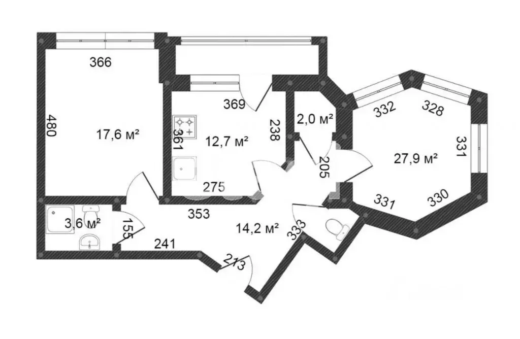 2-к кв. Калужская область, Калуга ул. Академика Королева, 22 (80.0 м) - Фото 2