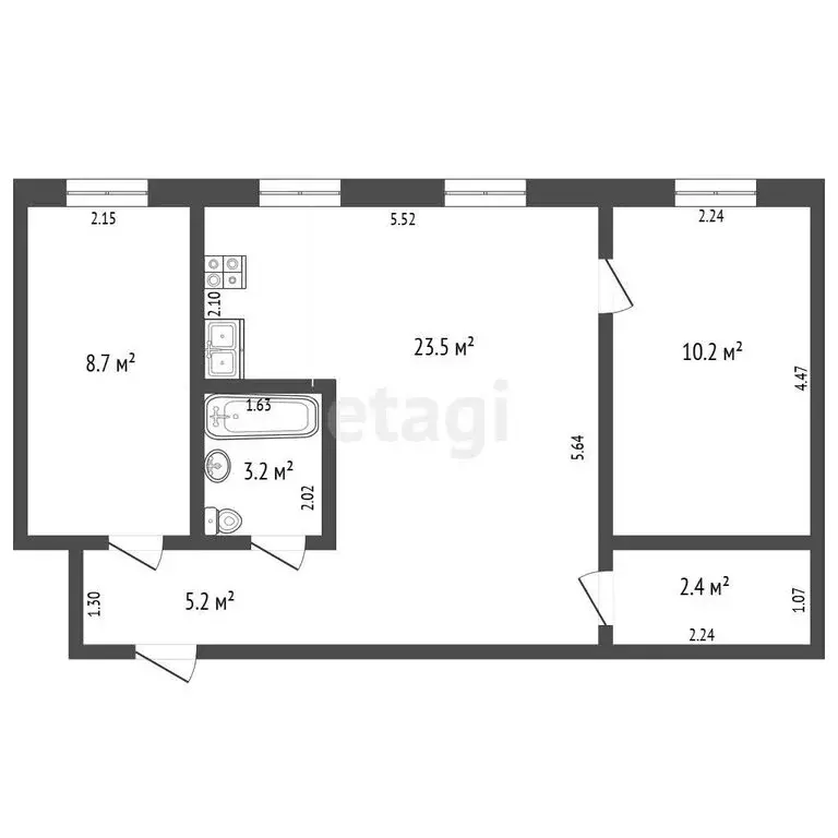 3-комнатная квартира: Елизово, улица Ленина, 12 (53.1 м) - Фото 1