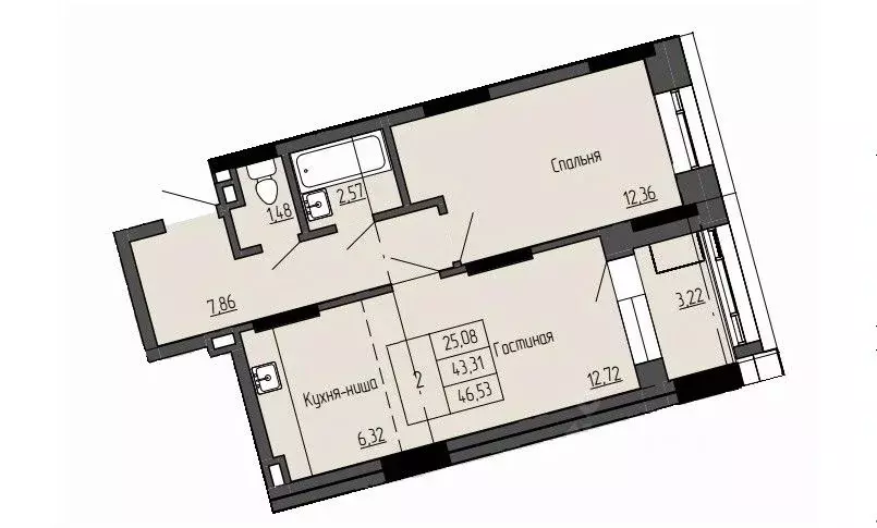 2-к кв. Саха (Якутия), Якутск ул. Чкалова, 39А (46.53 м) - Фото 0