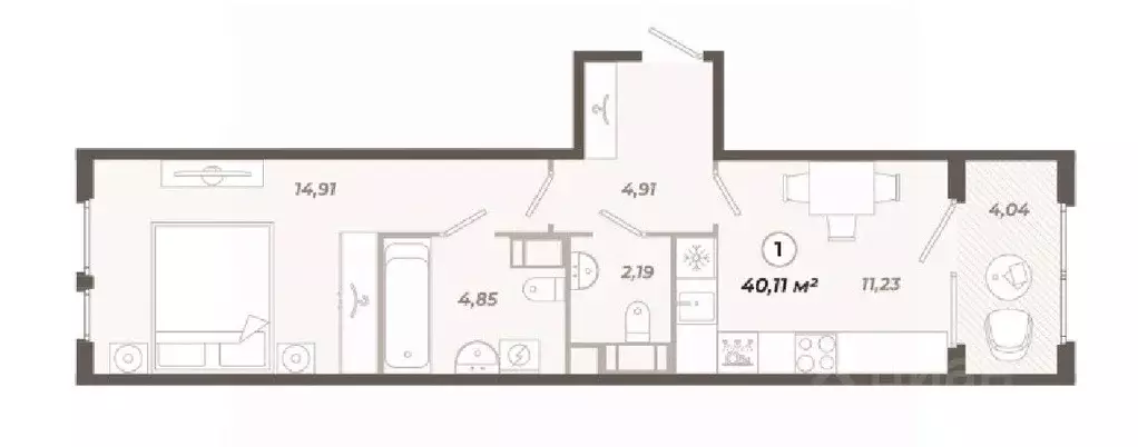 1-к кв. Санкт-Петербург ул. Коли Томчака, 21Д (40.11 м) - Фото 0