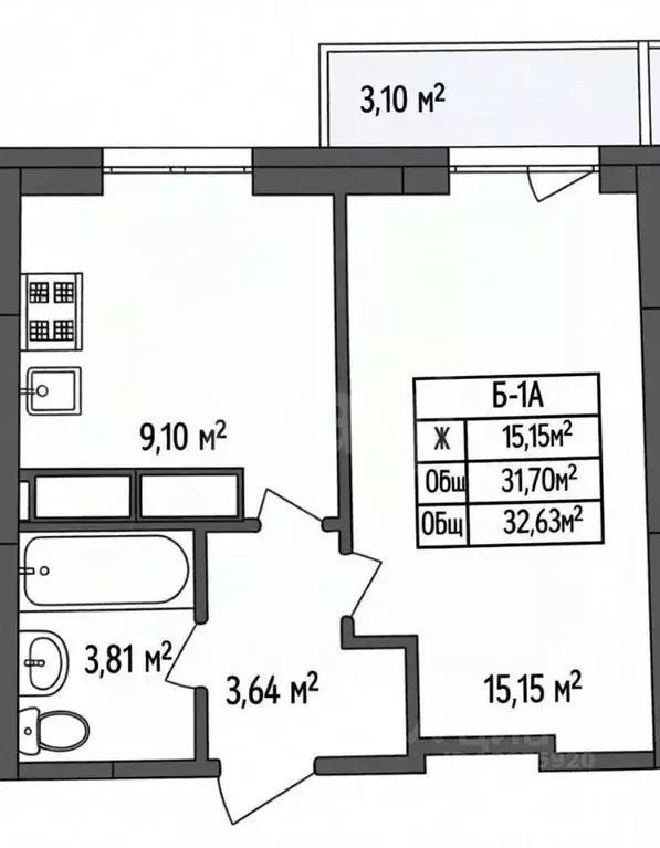 1-к кв. Ярославская область, Ярославль ул. Строителей, 18 (31.6 м) - Фото 2