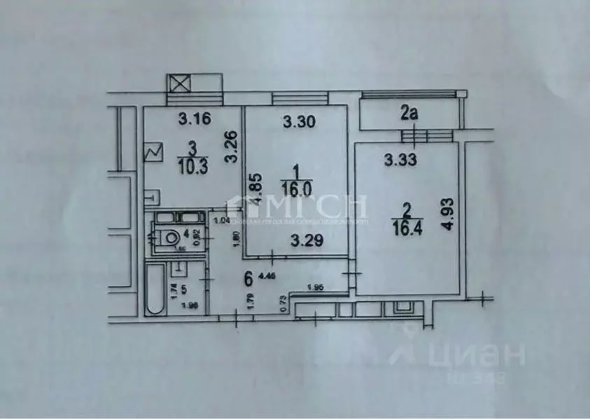 2-к кв. Москва ул. Гарибальди, 26 (55.9 м) - Фото 1