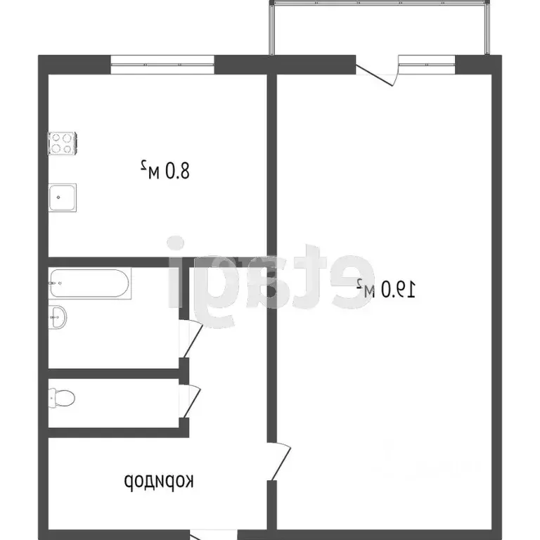 1-к кв. Воронежская область, Воронеж ул. Курчатова, 36И (38.0 м) - Фото 2