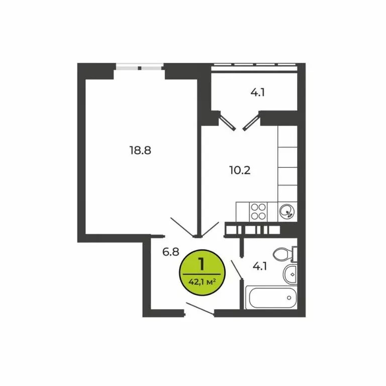 1-комнатная квартира: Свень, Соборная улица, 16 (42.19 м) - Фото 0