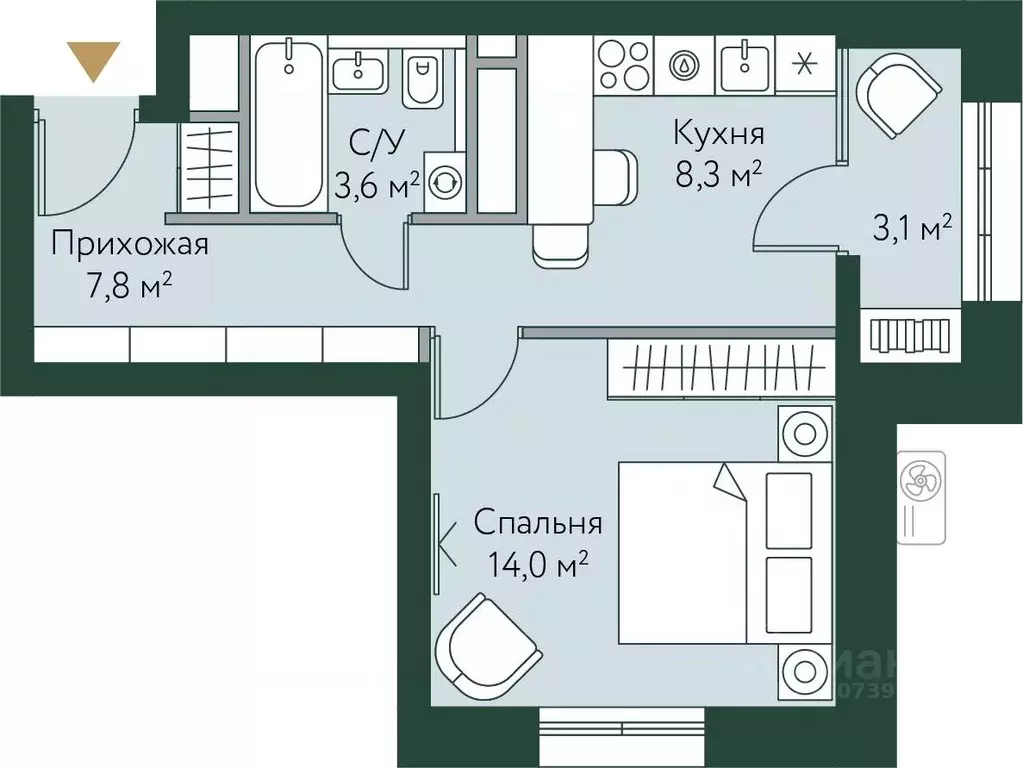 1-к кв. Волгоградская область, Волгоград Новосибирская ул., 74 (36.8 ... - Фото 0