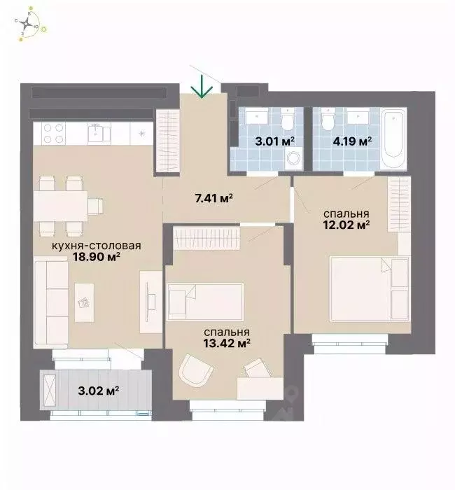2-к кв. Свердловская область, Екатеринбург Южный жилрайон, Лайв жилой ... - Фото 0