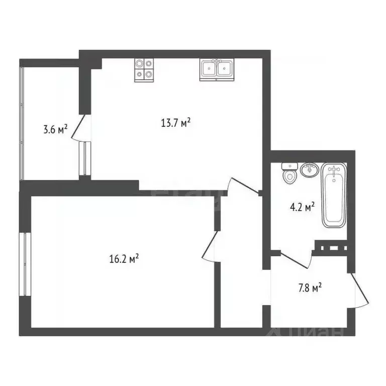 1-к кв. Крым, Симферополь ул. Трубаченко, 21 (45.5 м) - Фото 1