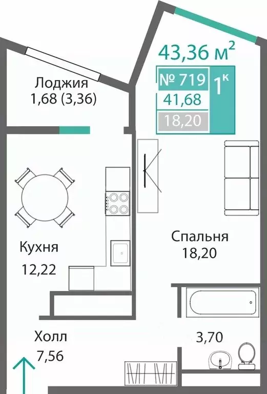 1-к кв. Крым, Симферополь Крымская роза мкр,  (43.36 м) - Фото 0