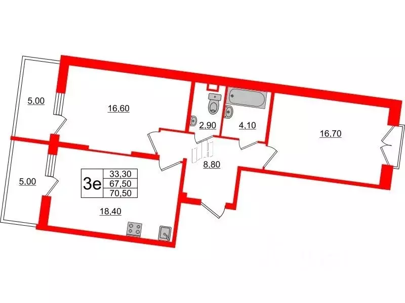 2-к кв. Санкт-Петербург Лиговский просп., 287 (70.5 м) - Фото 0