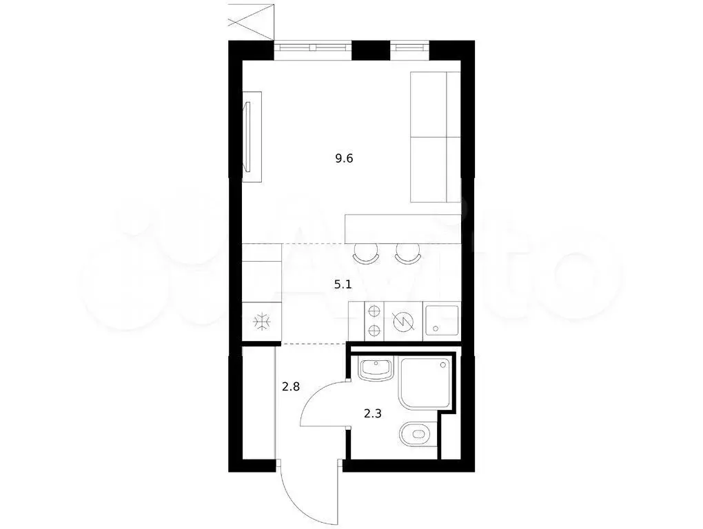 Квартира-студия, 19,8 м, 10/12 эт. - Фото 0