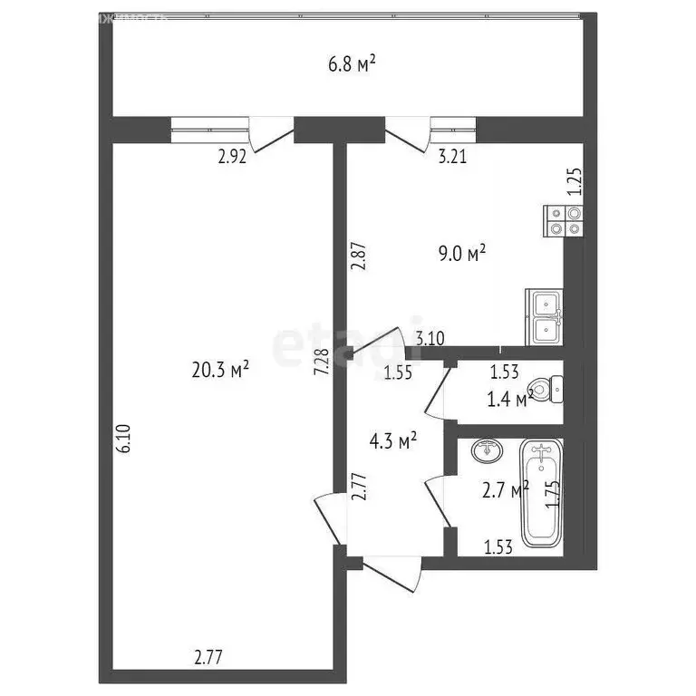 1-комнатная квартира: Самара, 5-я просека, 106 (45 м) - Фото 0